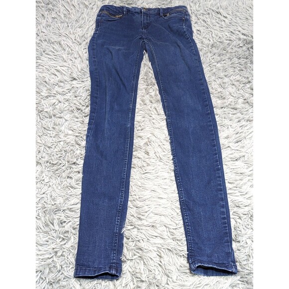 Zara Premium Denim Collection Skinny Jeans Womens Size 4 Blue Dark Wash Low Rise - Picture 1 of 13